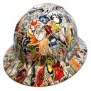Wild Sticker Bomb Custom Hydro Dipped Full Brim Hard Hat - Back View