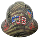 Red White Blue Patriot Custom Hydro Dipped Full Brim Hard Hat - Front View