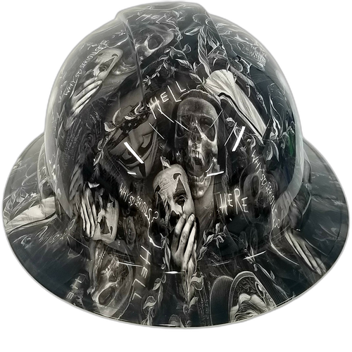 Full brim hard hat hydro-dipped Why so Serious black and white - Image 1