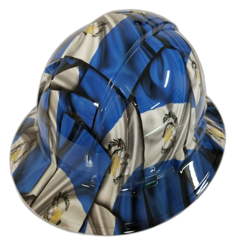 Full brim hard hat hydro-dipped in Guatemala Flag ,Awesome Colors Poppin - Image 4