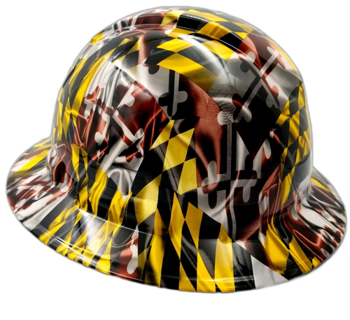 Hard hat full brim hydro-dipped , Maryland State Flag - Image 2