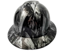 Silver Grim Reaper Skull Custom Hydro Dipped Full Brim Hard Hat - Back View