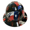 Big Texas Flag in Your Face Custom Hydro Dipped Full Brim Hard Hat - Front View