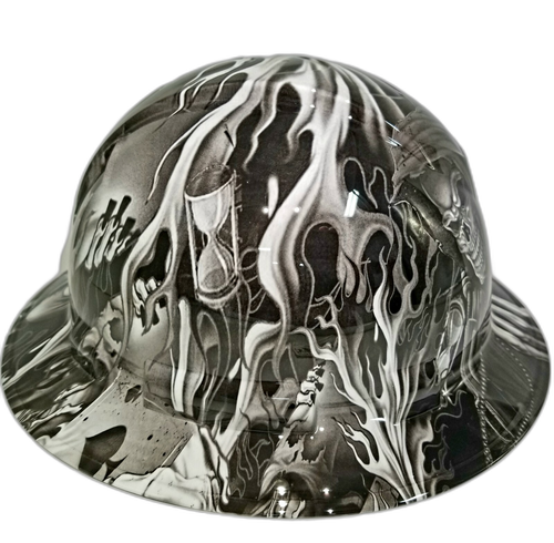 Full brim hard hat hydro-dipped , black and white Ace of Skulls - Image 2