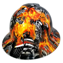 Thin Red Line of Courage Fireman Custom Hydro Dipped Full Brim Hard Hat - Right Side View