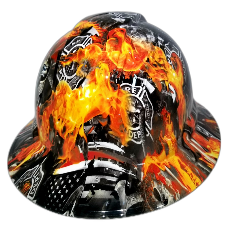 Firefighter Skull Maltese Cross hard hat right side view