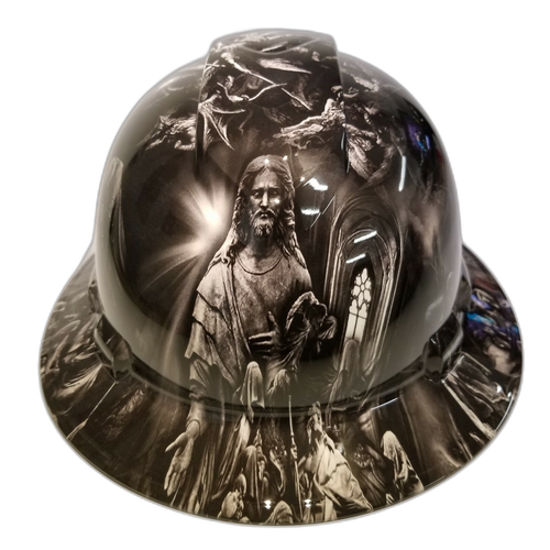 Full brim hard hat hydro-dipped Jesus With Angels Premium Edition - Image 1