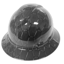Hex Weave Carbon Fiber 3D Custom Hydro Dipped Full Brim Hard Hat - Top View