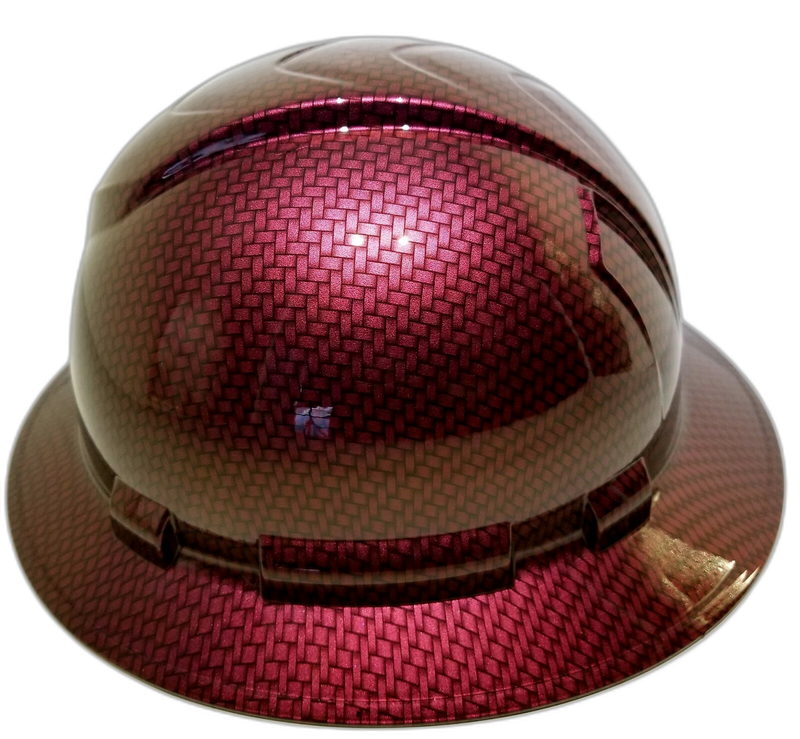 Brandy Wine Red Carbon Fiber hard hat back view