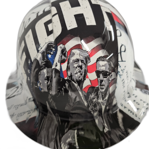 Full brim hard hat hydro-dipped in Trump Fight For Our Country Trump - Image 6