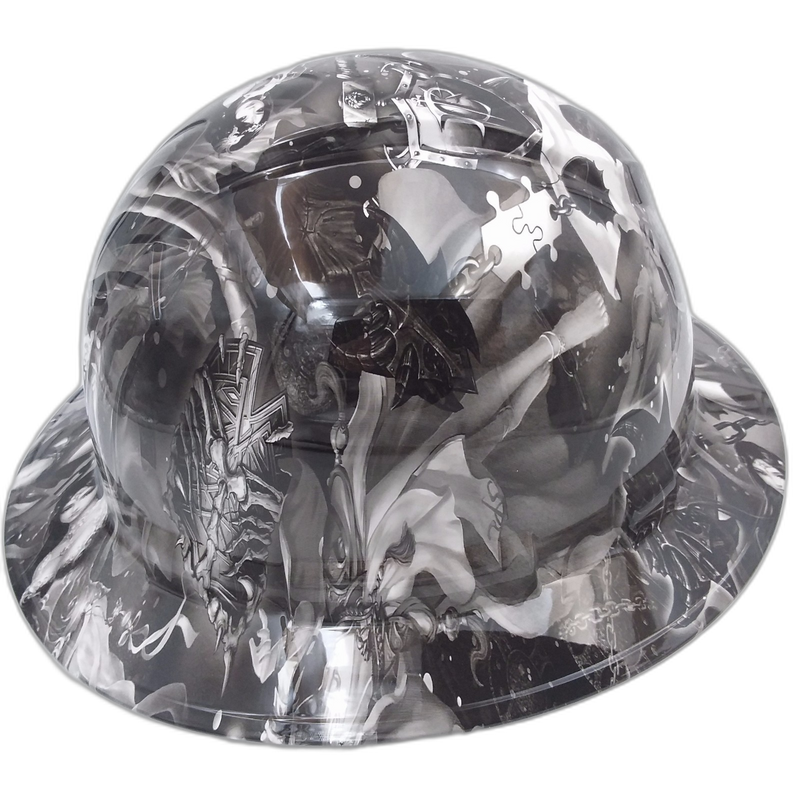 Dark Fantasy Warrior Women Art hard hat left side view