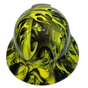 Full brim hard hat hydro-dipped hi Vis Green Ace of Skulls - Image 4