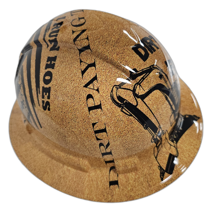 Dirt Life Excavator Brown hard hat top view