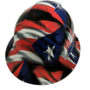 Puerto Rico Flag in Your Face Custom Hydro Dipped Full Brim Hard Hat - Top View