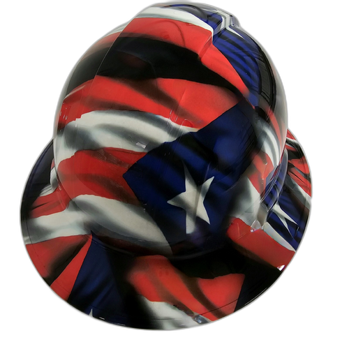 Full brim hard hat hydro-dipped in Puerto Rico Flag in Your Face Edition - Image 5