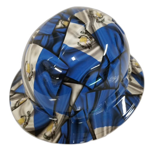 Full brim hard hat hydro-dipped in Guatemala Flag ,Awesome Colors Poppin - Image 3