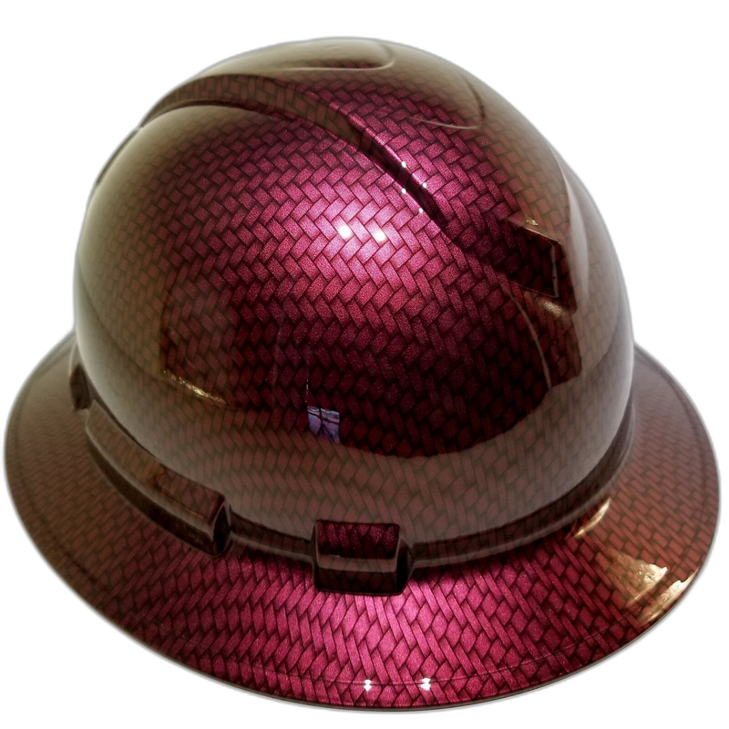 Brandy Wine Red Carbon Fiber hard hat left side view