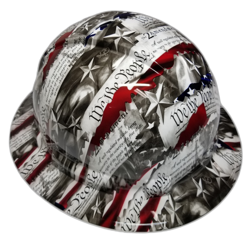 Full brim hard hat hydro-dipped in 2nd amendment we the people usa - Image 2
