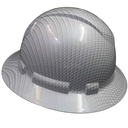 White Carbon Fiber Custom Hydro Dipped Full Brim Hard Hat - Left Side View