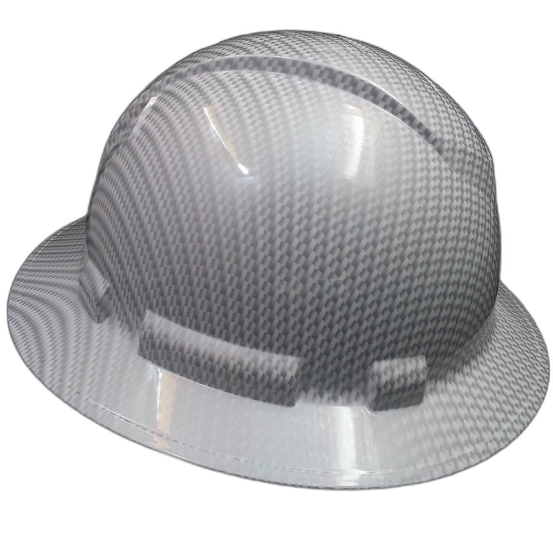 White Carbon Fiber Weave hard hat left side view