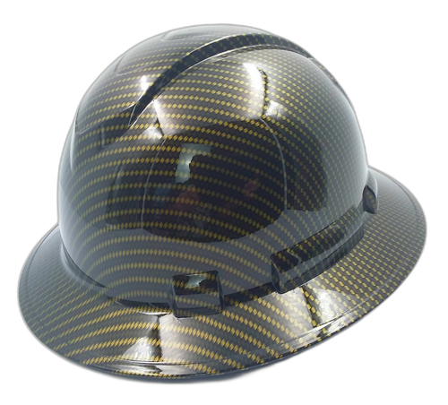 Full brim hard hat hydro-dipped , Gold Candy Carbon Fiber - Image 3