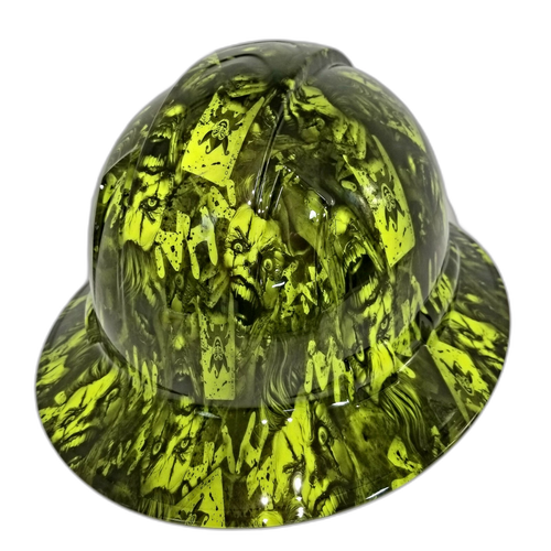 Full brim hard hat hydro-dipped , Lime Color Joker Deck Stacked - Image 3