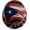 Puerto Rico Flag in Your Face Custom Hydro Dipped Full Brim Hard Hat - Left Side View