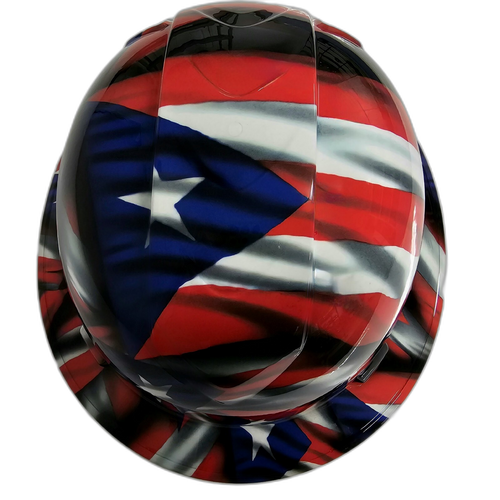 Full brim hard hat hydro-dipped in Puerto Rico Flag in Your Face Edition - Image 2