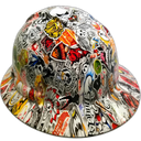 Wild Sticker Bomb Custom Hydro Dipped Full Brim Hard Hat - Top View