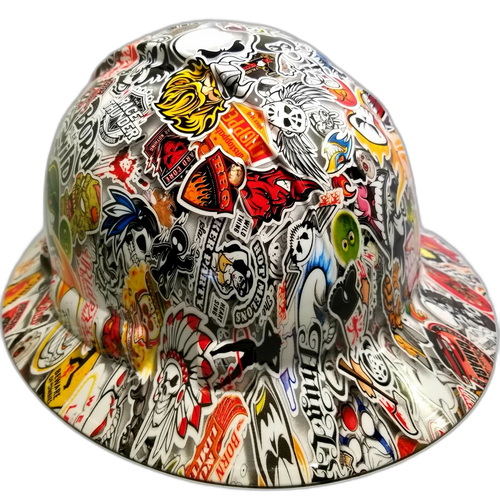Hard hat hydro-dipped , full brim, Wild Sticker Bomb - Image 5