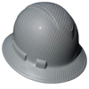 White Carbon Fiber Custom Hydro Dipped Full Brim Hard Hat - Front View