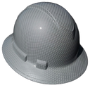 White Carbon Fiber Custom Hydro Dipped Full Brim Hard Hat - Front View