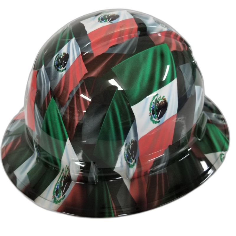 Mexican Flag Eagle Crest hard hat right side view