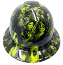 Green Tattoo Art Bandito Custom Hydro Dipped Full Brim Hard Hat - Front View