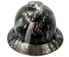 Silver Grim Reaper Skull Custom Hydro Dipped Full Brim Hard Hat - Front View