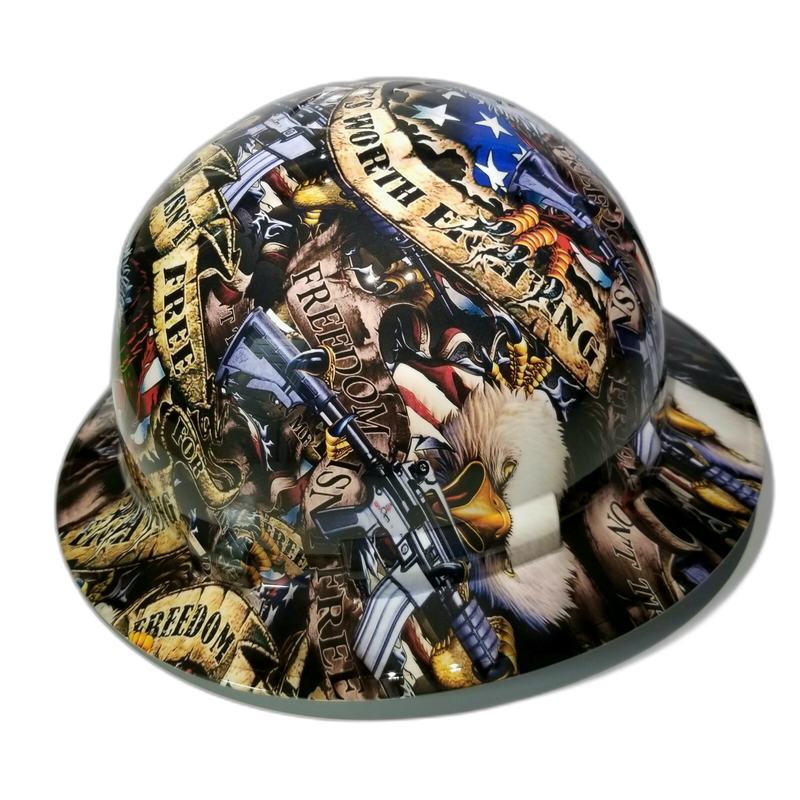 Freedom Isn't Free Eagle hard hat right side view