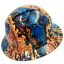 Ice Blue Skull Art Custom Hydro Dipped Full Brim Hard Hat - Left Side View