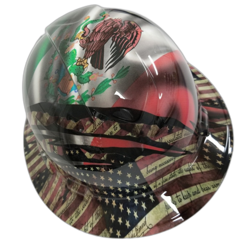 Full brim hard hat hydro-dipped Mexican Roots/American Pride - Image 1