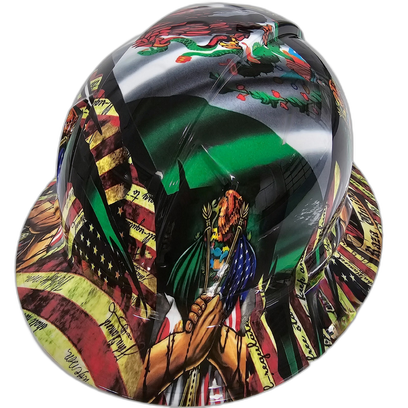 Mexican American Raza Unida hard hat top view