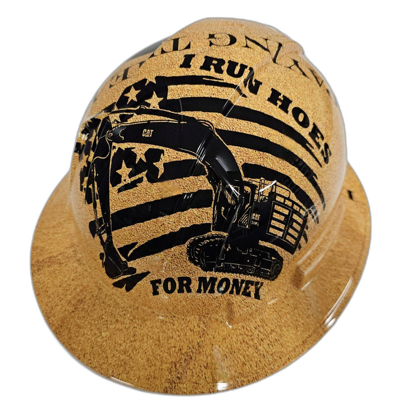 Dirt Life Excavator Brown hard hat left side view