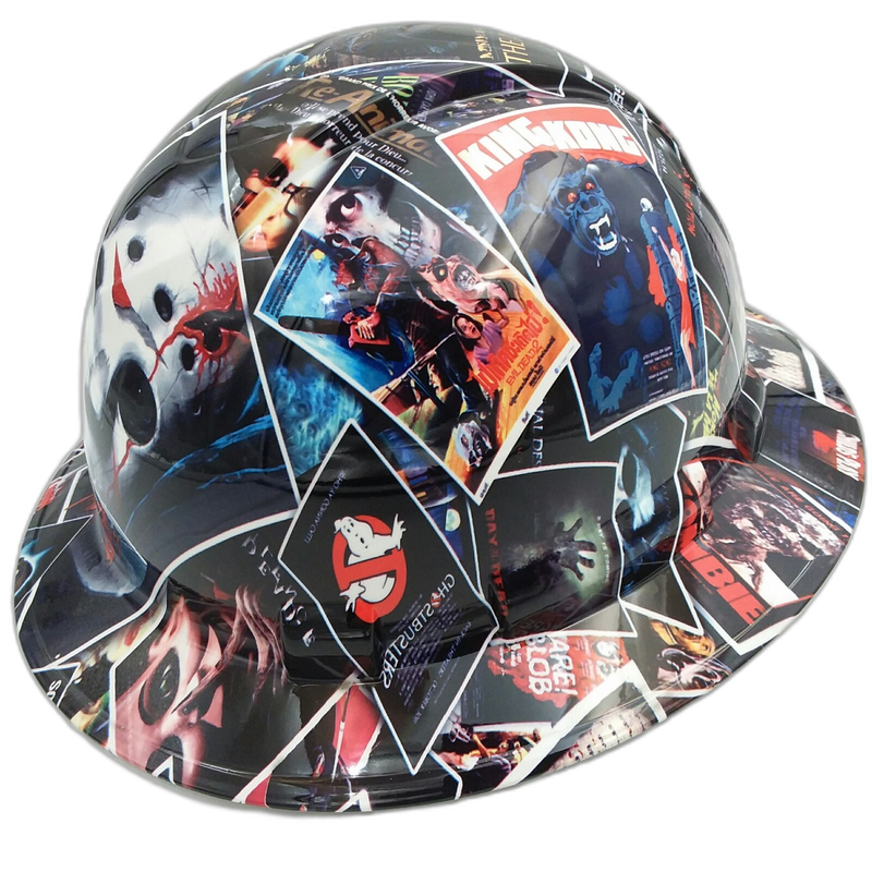 Horror Movie Poster Collage hard hat left side view