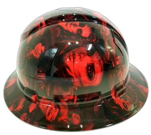 Full brim hard hat hydro-dipped, Candy Radioactive Red Bandito Girls - Image 4