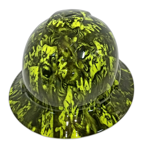 FULL BRIM Hard Hat custom hydro dipped , LIME COLOR JOKER DECK STACKED FULL BRIM Hard Hat custom hydro dipped , LIME COLOR JOKER DECK STACKED