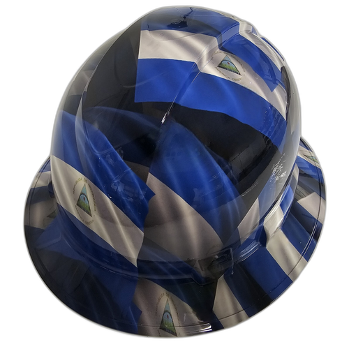 Full brim hard hat hydro-dipped in Nicaragua Country Flag 🚩 - Image 5