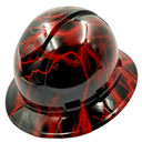 Candy Red Lightning Bolt Custom Hydro Dipped Full Brim Hard Hat - Left Side View
