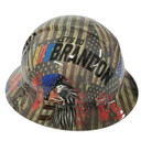 Red White Blue Patriot Custom Hydro Dipped Full Brim Hard Hat - Left Side View