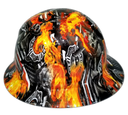 Thin Red Line of Courage Fireman Custom Hydro Dipped Full Brim Hard Hat - Back View