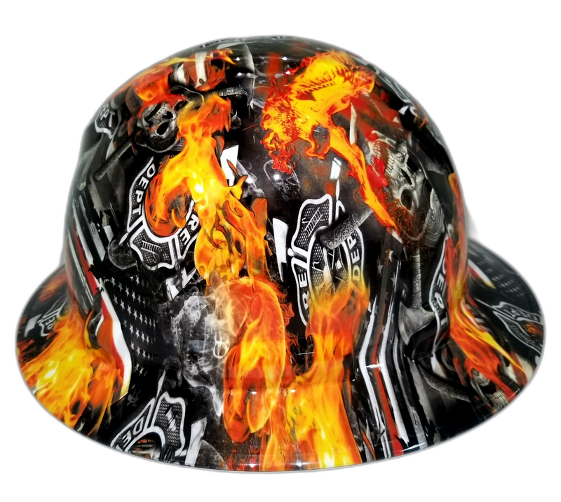 Firefighter Skull Maltese Cross hard hat back view