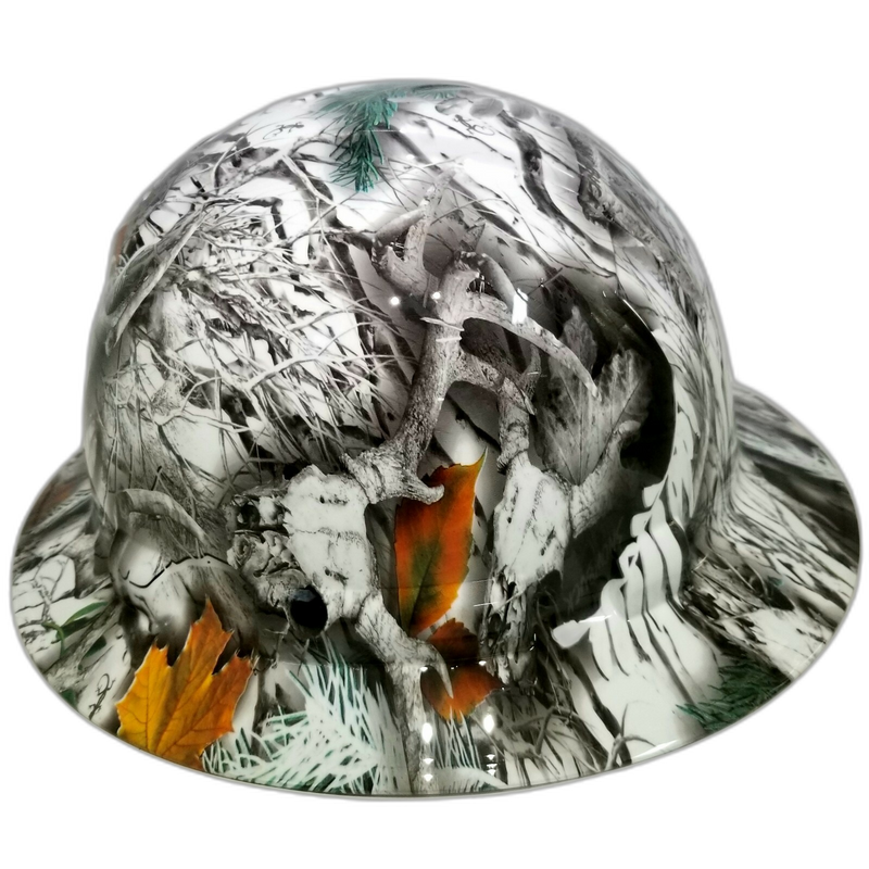 Snow Camo Deer Skull Antlers hard hat back view