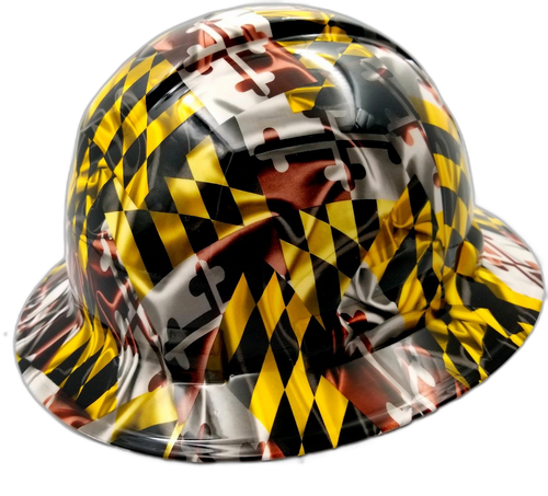 Hard hat full brim hydro-dipped , Maryland State Flag - Image 3